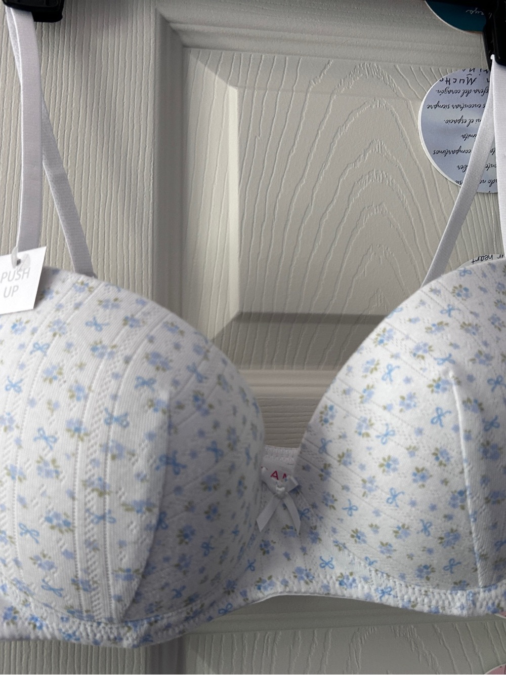 Rampage White Bra with Light Blue Floral Print